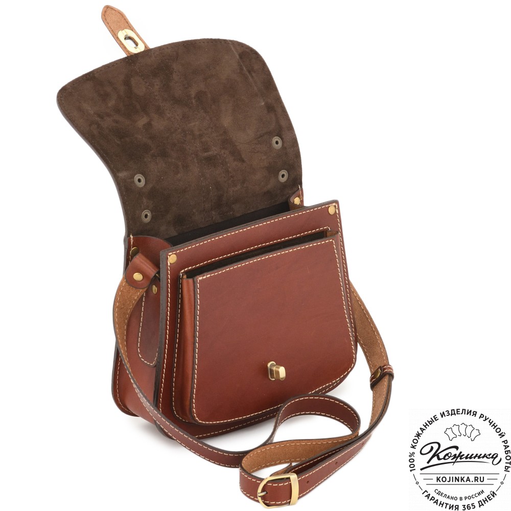 Кожаная сумка ручной работы "Париж" - с ручкой (коньяк)