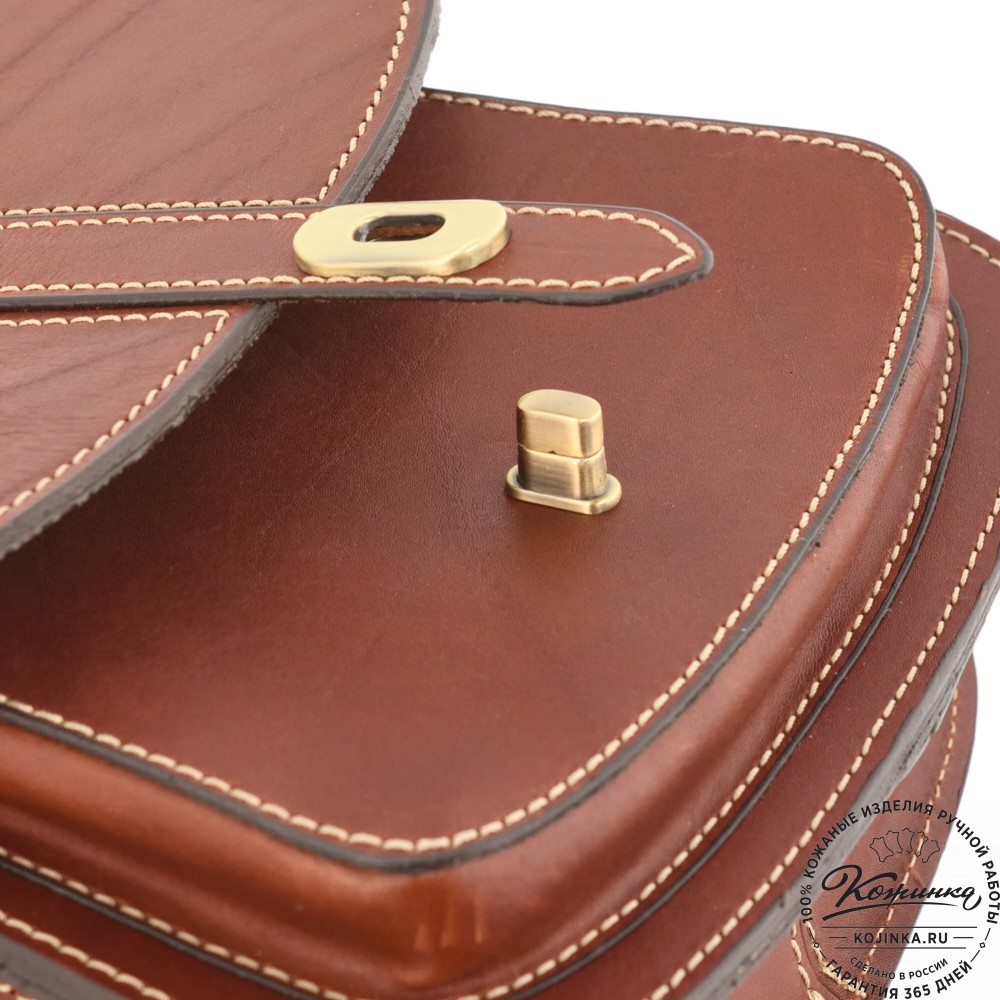 Кожаная сумка ручной работы "Париж" - с ручкой (коньяк)