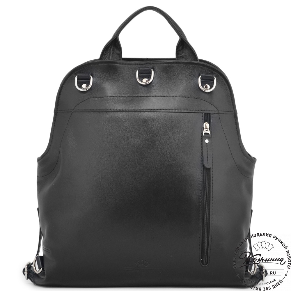 Кожаный рюкзак "Греция" "Летний луг" (черный)