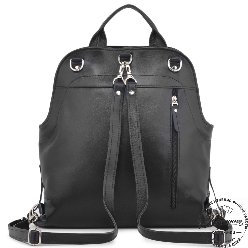 Кожаный рюкзак "Греция" "Летний луг" (черный)