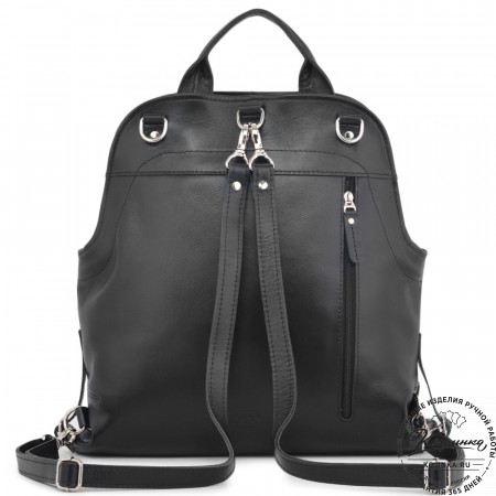 Кожаный рюкзак "Греция" "Летний луг" (черный)