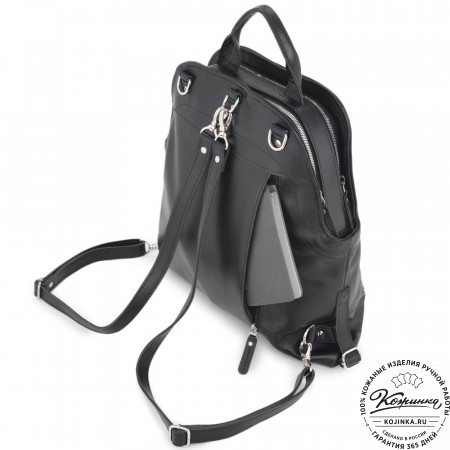 Кожаный рюкзак "Греция" "Летний луг" (черный)