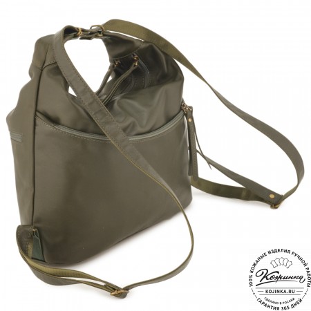 Женская кожаная сумка-трансформер "Ливадия" (хаки гладкая кожа) 