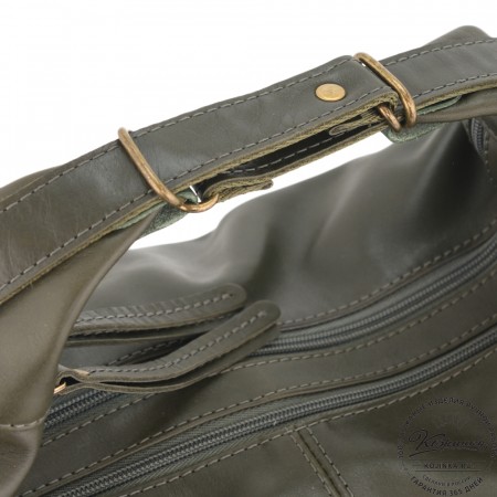 Женская кожаная сумка-трансформер "Ливадия" (хаки гладкая кожа) 