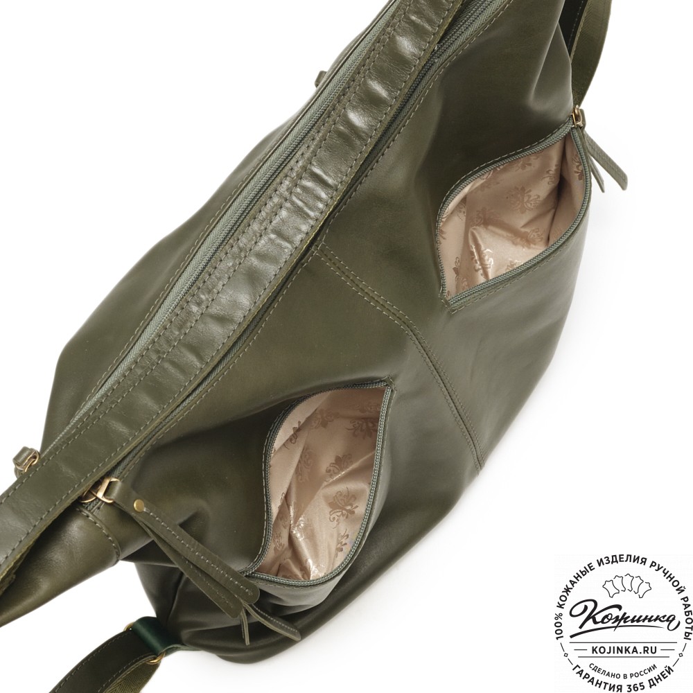Женская кожаная сумка-трансформер "Ливадия" (хаки гладкая кожа) 