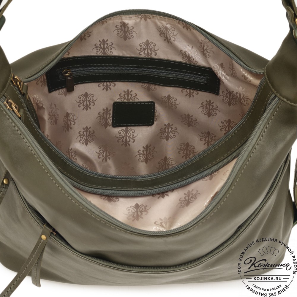 Женская кожаная сумка-трансформер "Ливадия" (хаки гладкая кожа) 