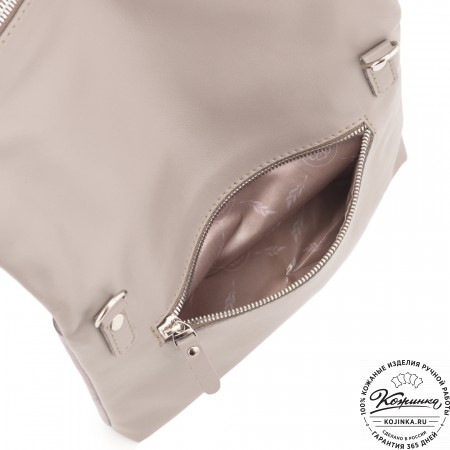 Кожаный клатч "Молли" с отделкой велюр (бежево-серый)