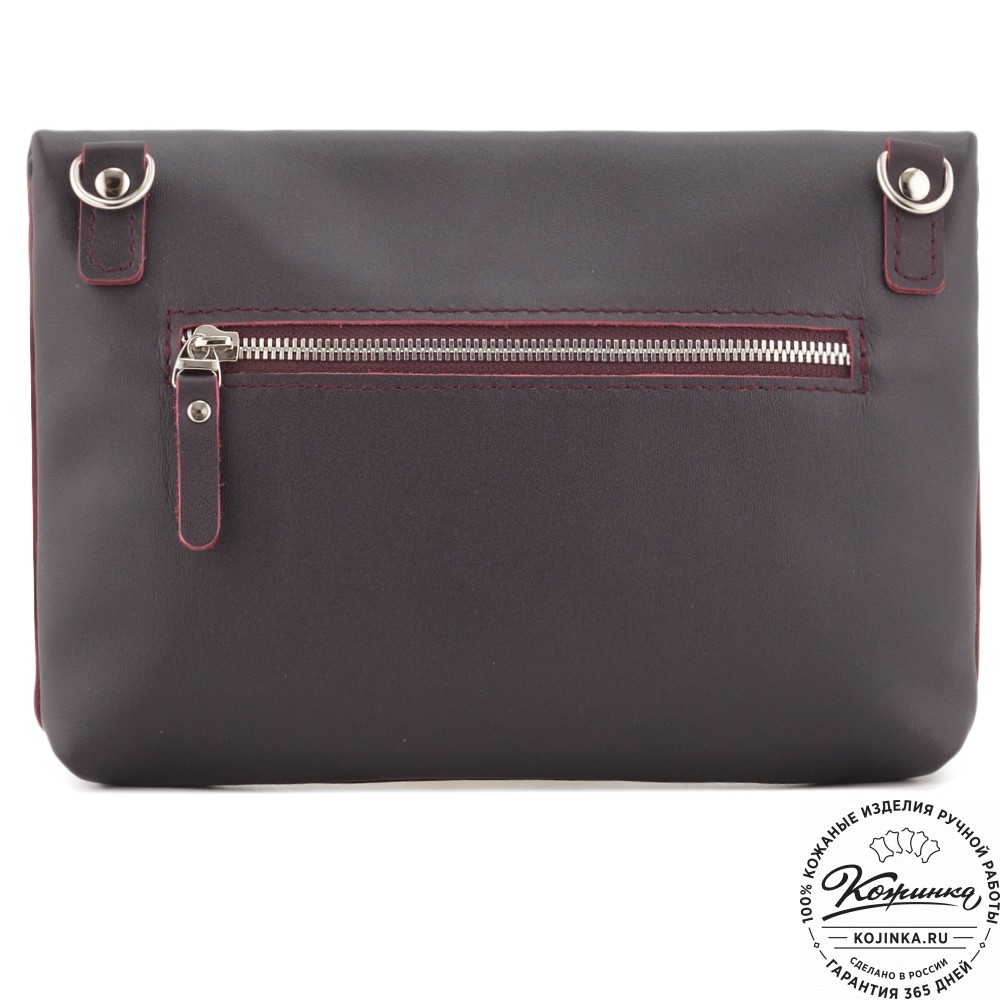 Кожаный клатч "Молли" с отделкой велюр (бордо) 