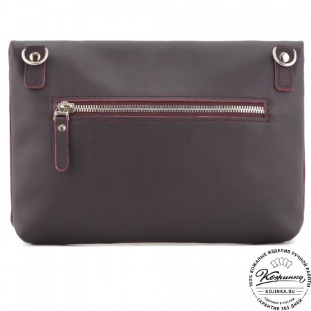 Кожаный клатч "Молли" с отделкой велюр (бордо) 