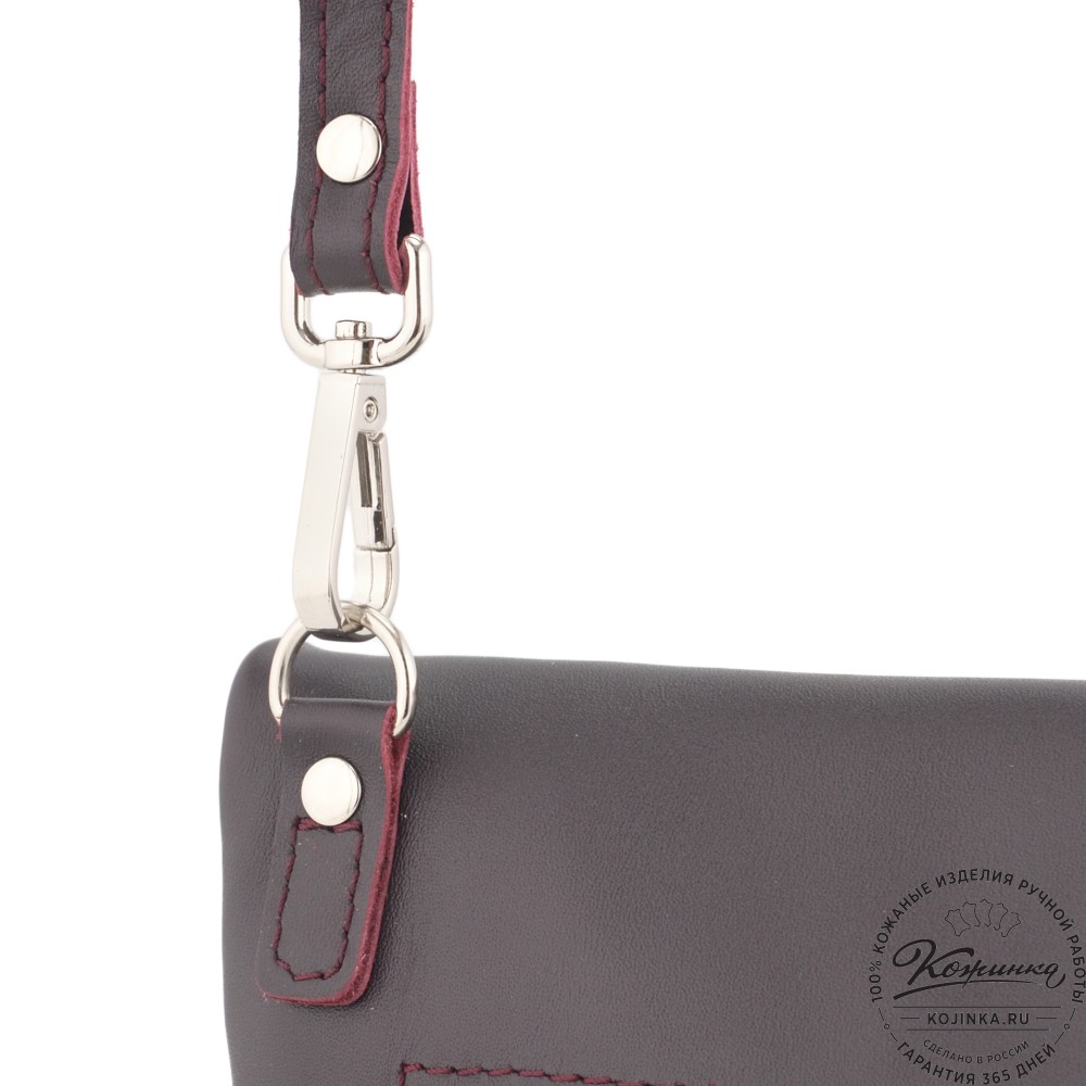 Кожаный клатч "Молли" с отделкой велюр (бордо) 