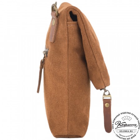 Кожаный клатч "Молли" велюр (корица)