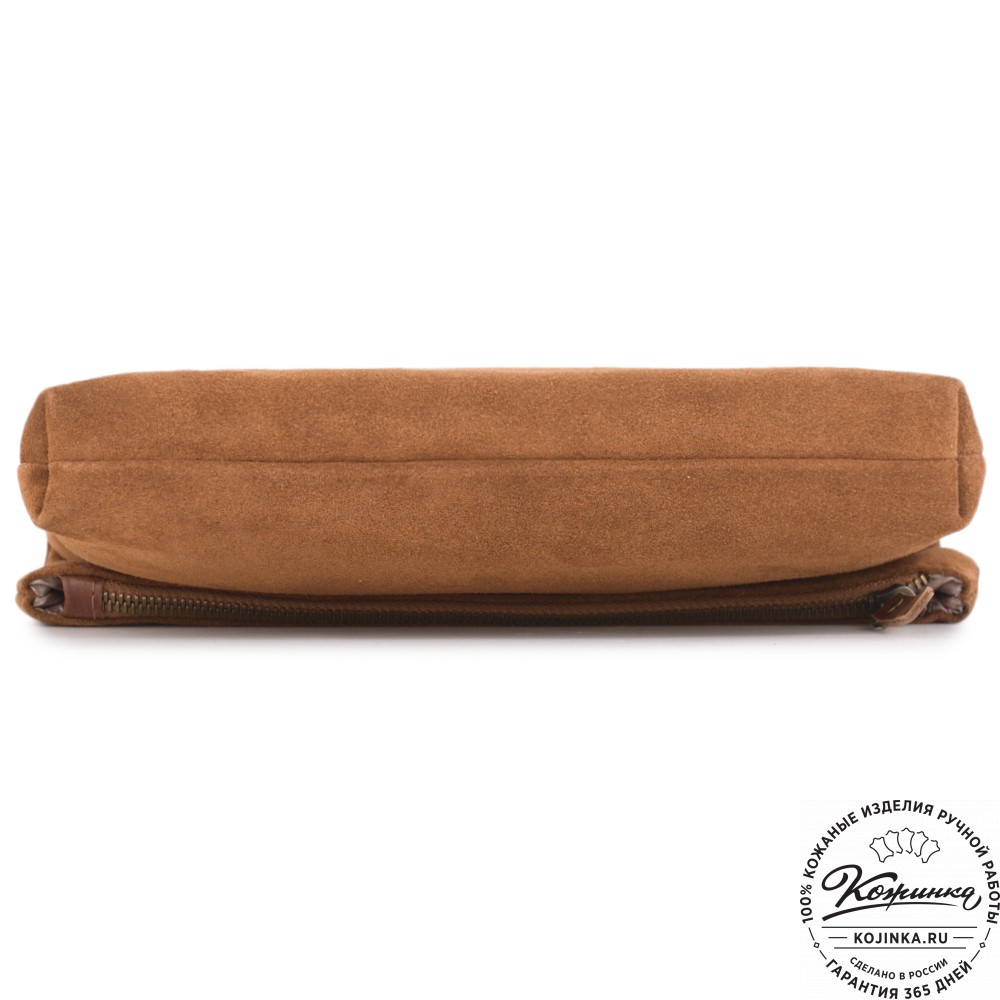 Кожаный клатч "Молли" велюр (корица)