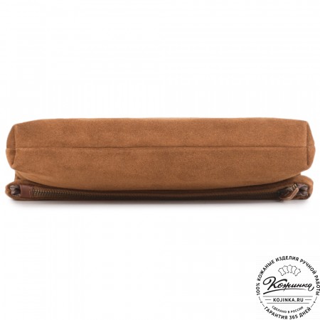 Кожаный клатч "Молли" велюр (корица)