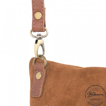 Кожаный клатч "Молли" велюр (корица)