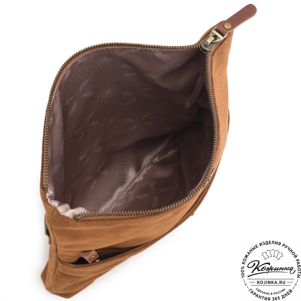 Кожаный клатч "Молли" велюр (корица)