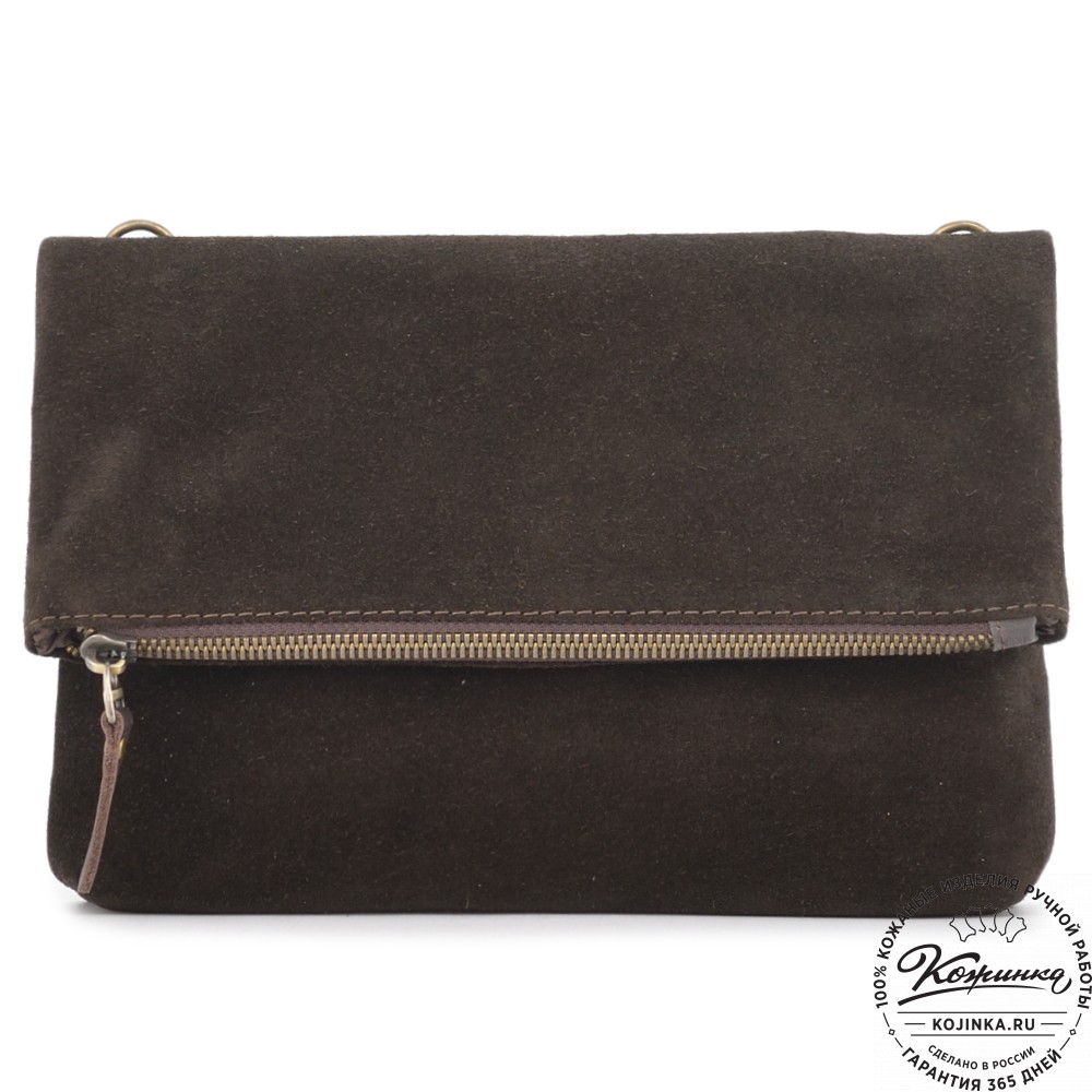 Кожаный клатч "Молли" велюр (шоколад)