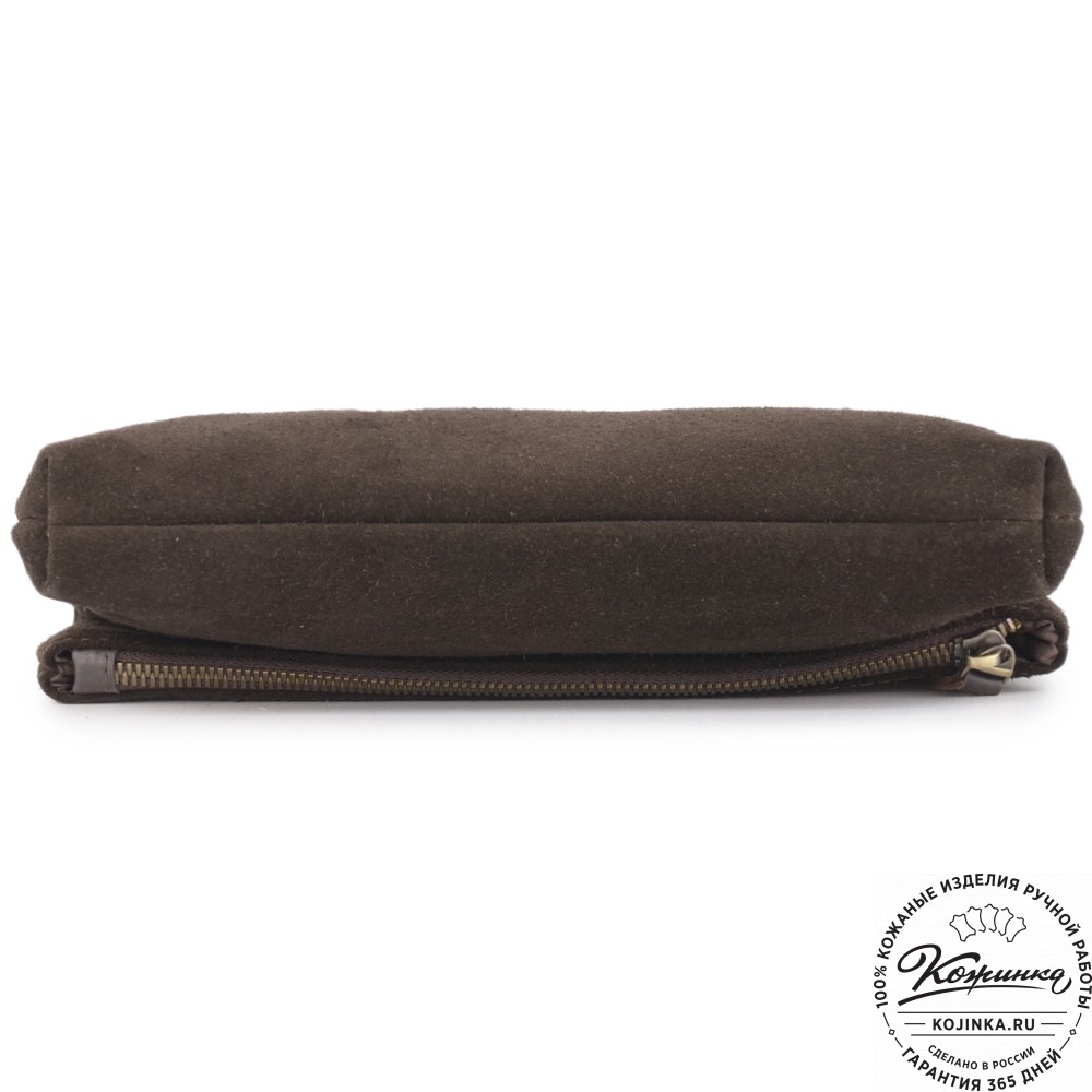 Кожаный клатч "Молли" велюр (шоколад)