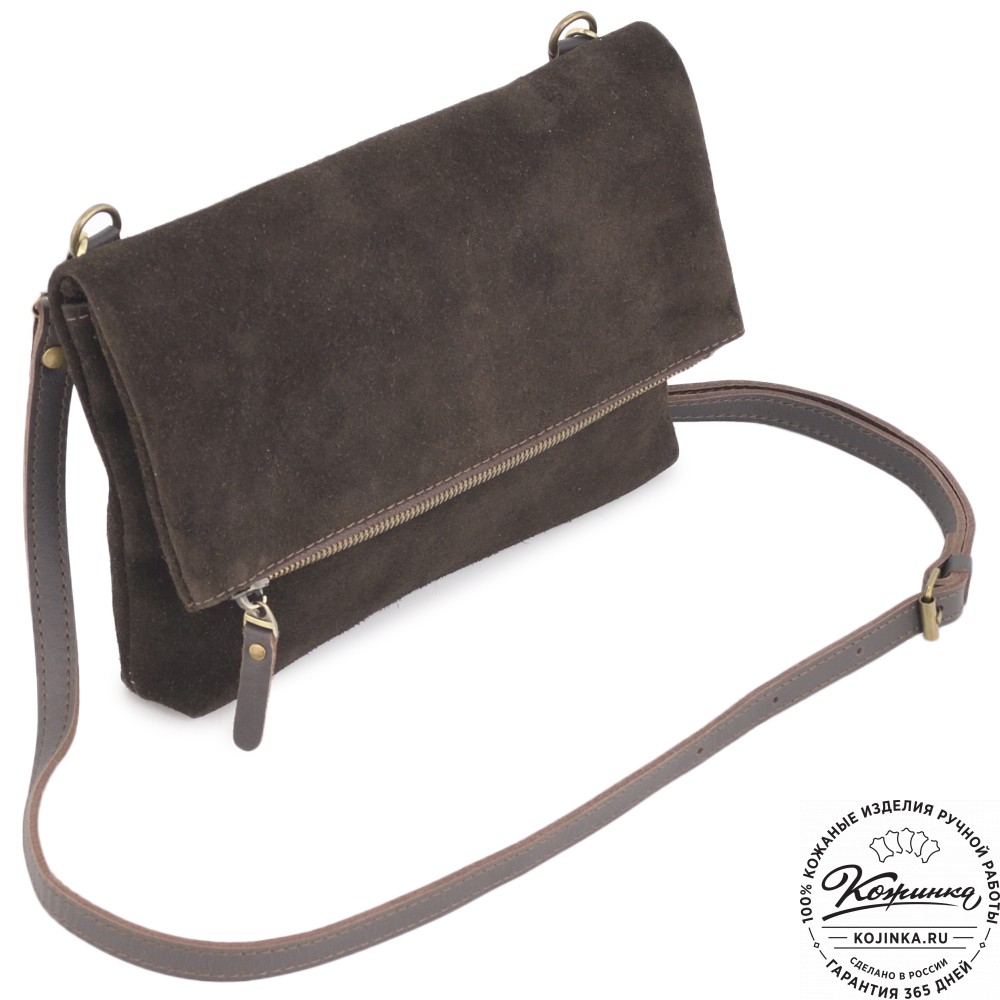Кожаный клатч "Молли" велюр (шоколад)