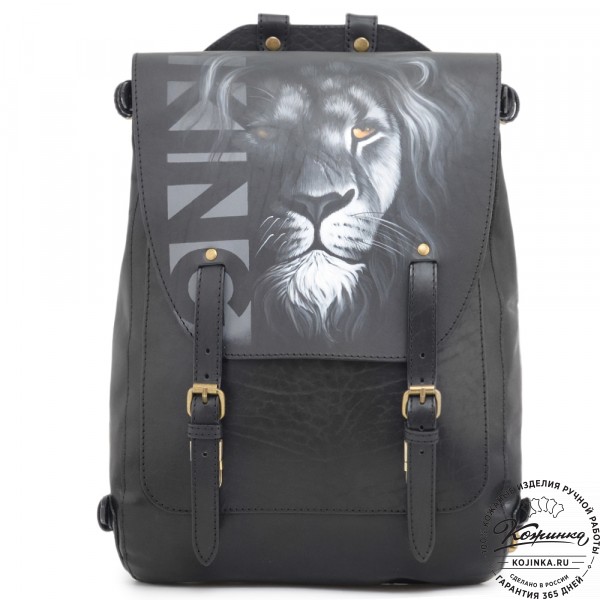 Кожаный рюкзак "Рафаэль""Лев" (черный). фото 1
