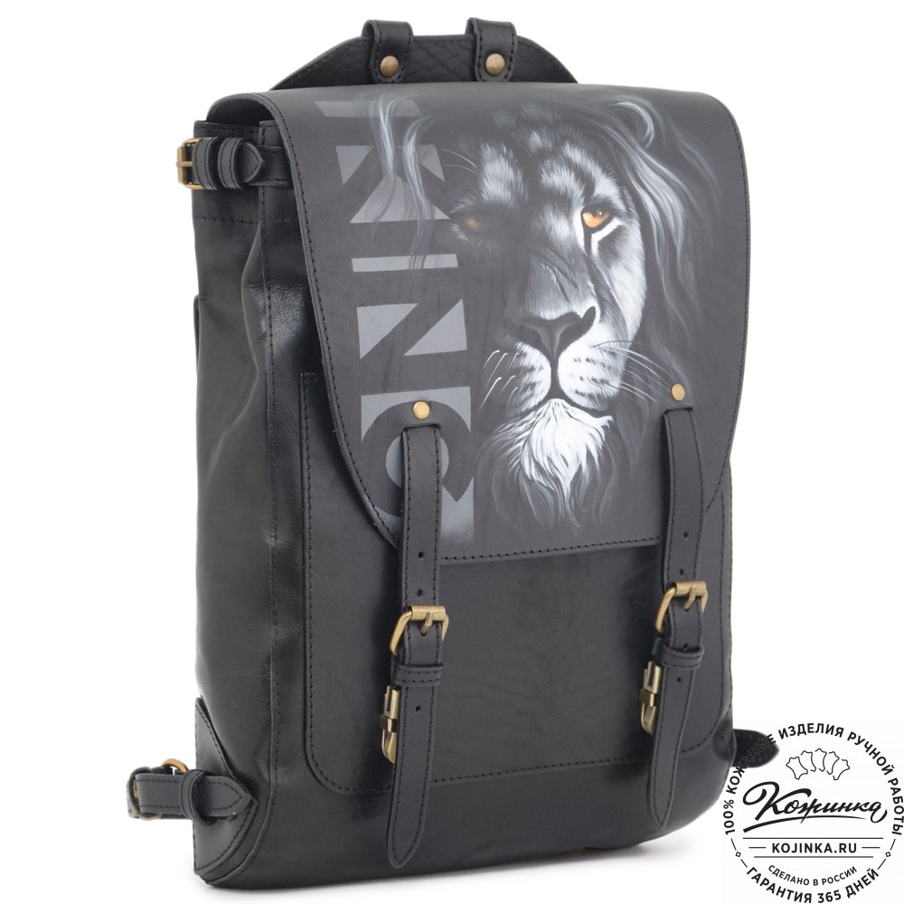 Кожаный рюкзак "Рафаэль""Лев" (черный)