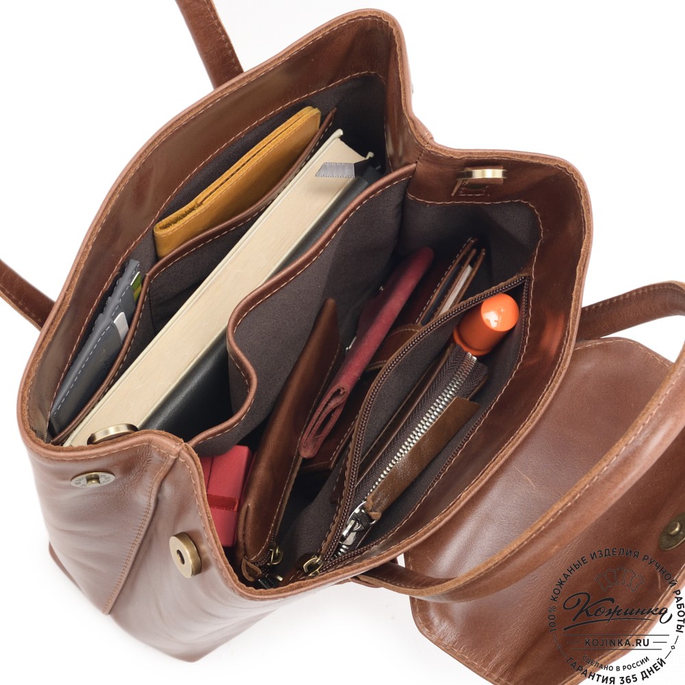 Женская кожаная сумка "Ванесса" (коньяк глянец)