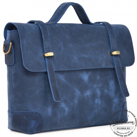  Кожаный портфель "Англетер" (синий крейзи) 
