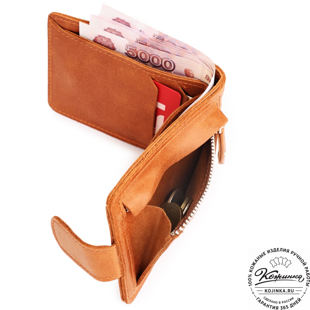 Кожаное портмоне Италия (кэмэл)