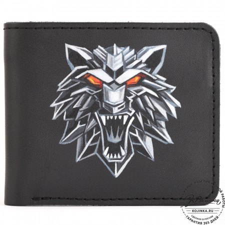  Кожаный бумажник "Рокки" "Волк" (черный)