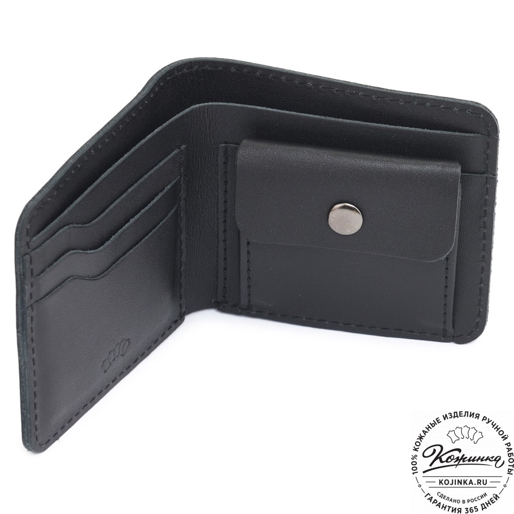  Кожаный бумажник "Рокки" "Волк" (черный)