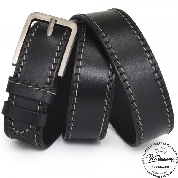 Кожаный ремень "Томас" (черный). фото 1