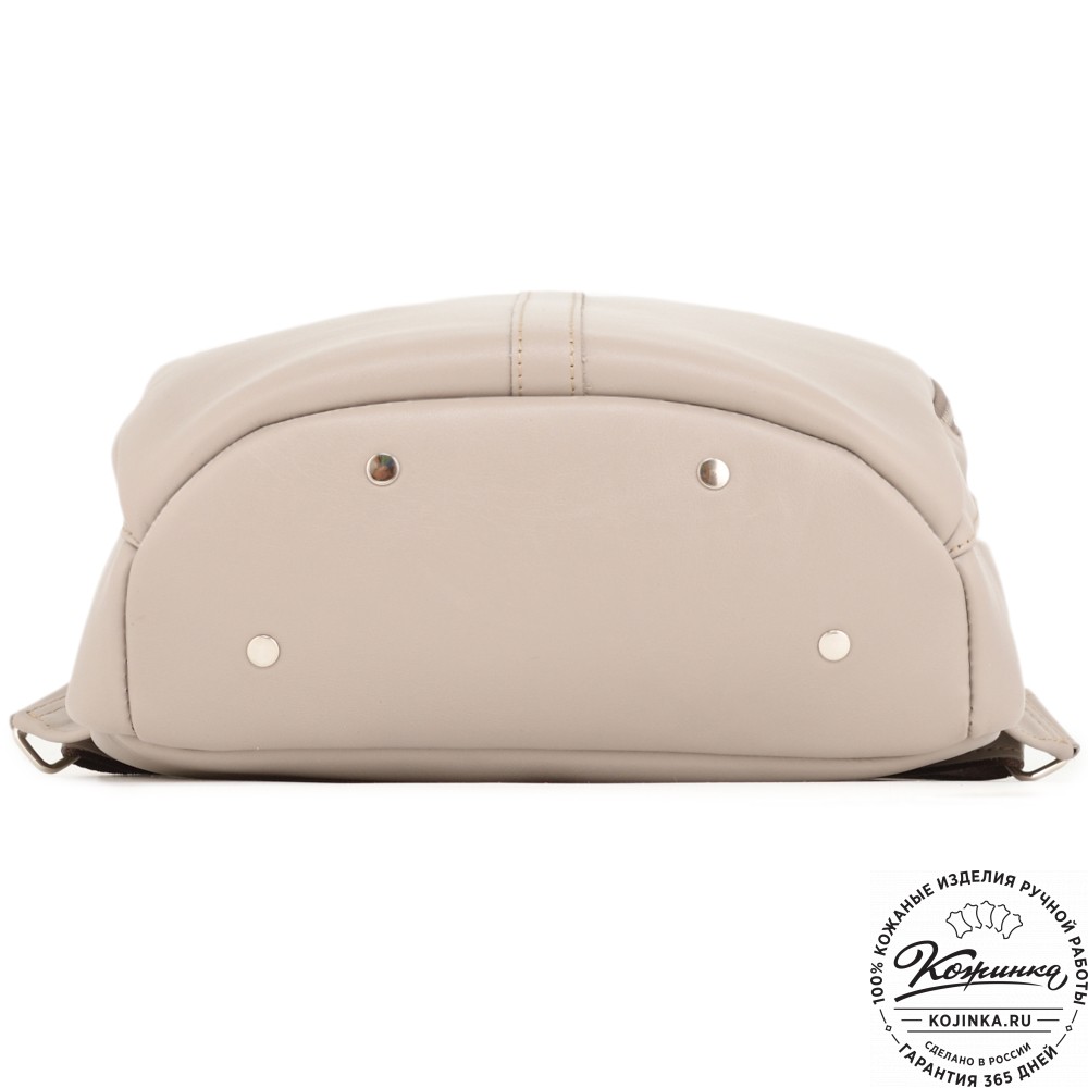 Кожаный рюкзак "Памела XL" (бежево-серый)