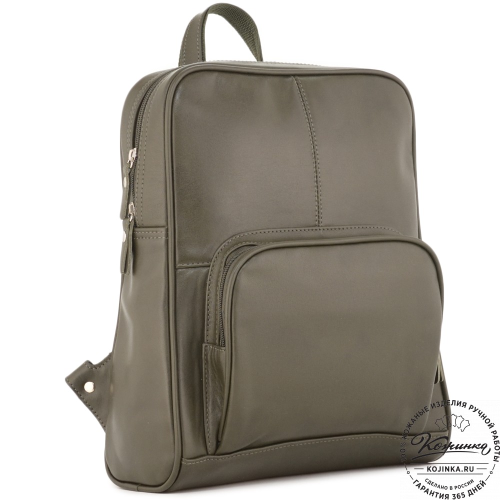 Кожаный рюкзак "Пандора" (хаки гладкая кожа)