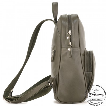 Кожаный рюкзак "Пандора" (хаки гладкая кожа)