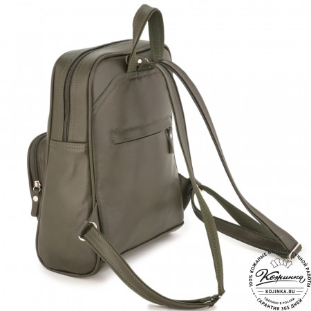 Кожаный рюкзак "Пандора" (хаки гладкая кожа)