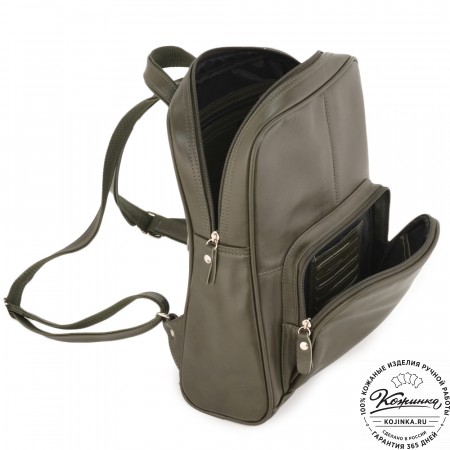 Кожаный рюкзак "Пандора" (хаки гладкая кожа)
