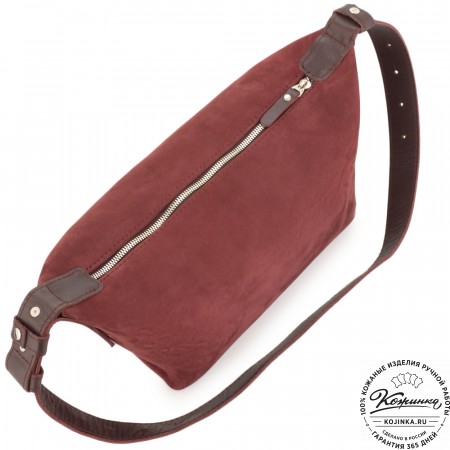 Женская кожаная сумка "Тойс" велюр (бордо)