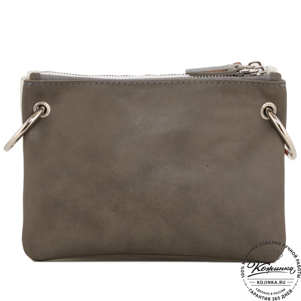 Женская кожаная сумка "Трио" (серый/бежевый/рыжий)