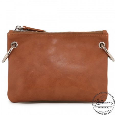 Женская кожаная сумка "Трио" (серый/бежевый/рыжий)