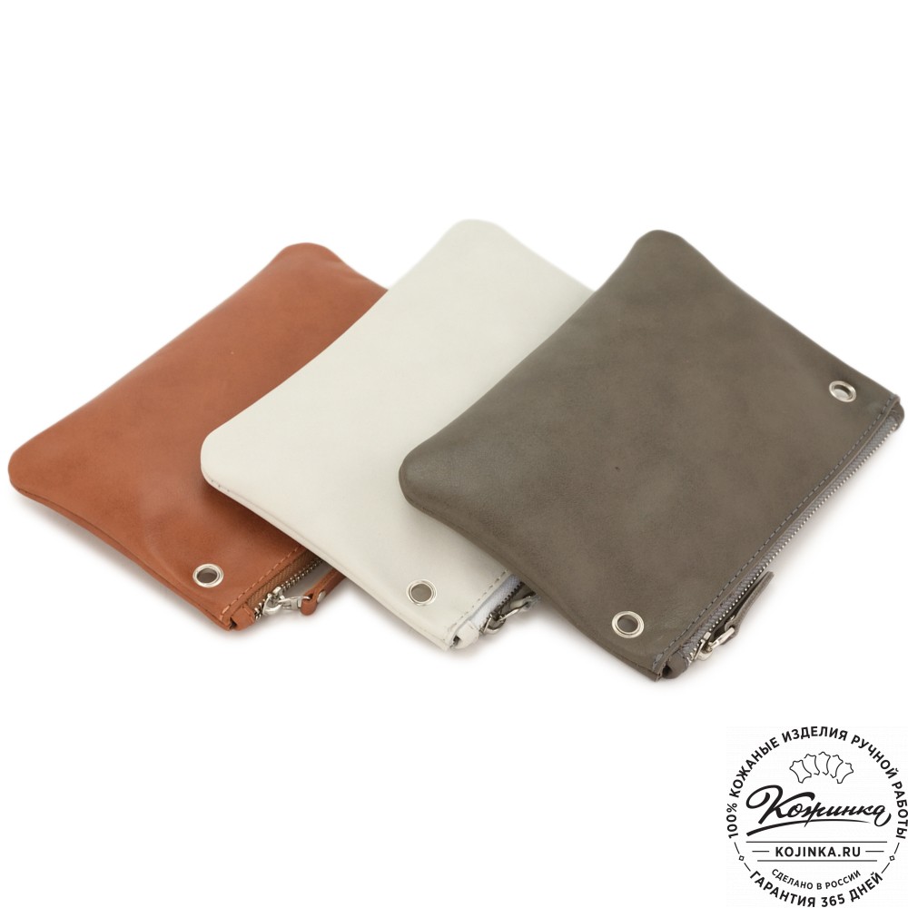 Женская кожаная сумка "Трио" (серый/бежевый/рыжий)