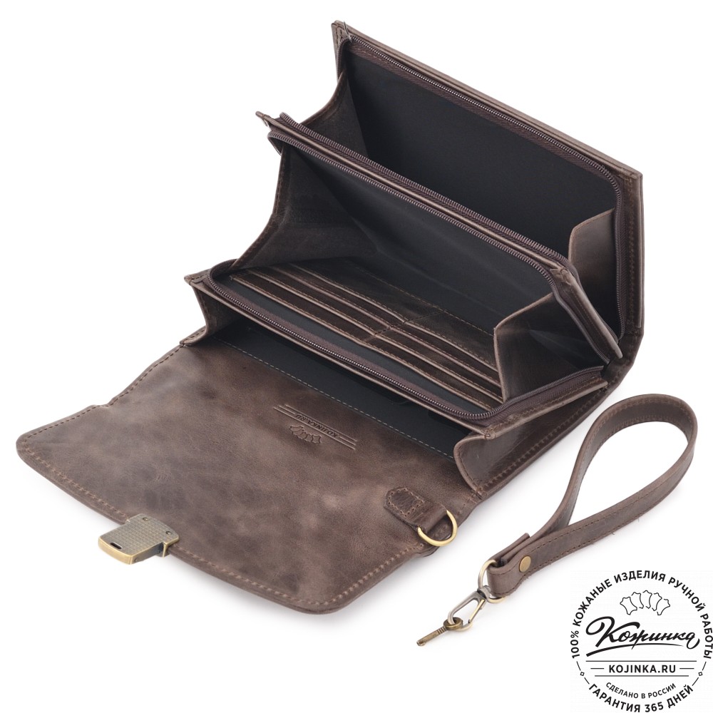 Кожаная барсетка "Фидель" (темно-коричневый антик)