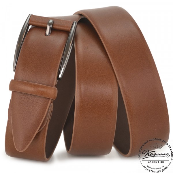 Кожаный ремень "Нортон" (коньяк). фото 1