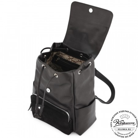 Женский кожаный рюкзак "Франческа" (черный)