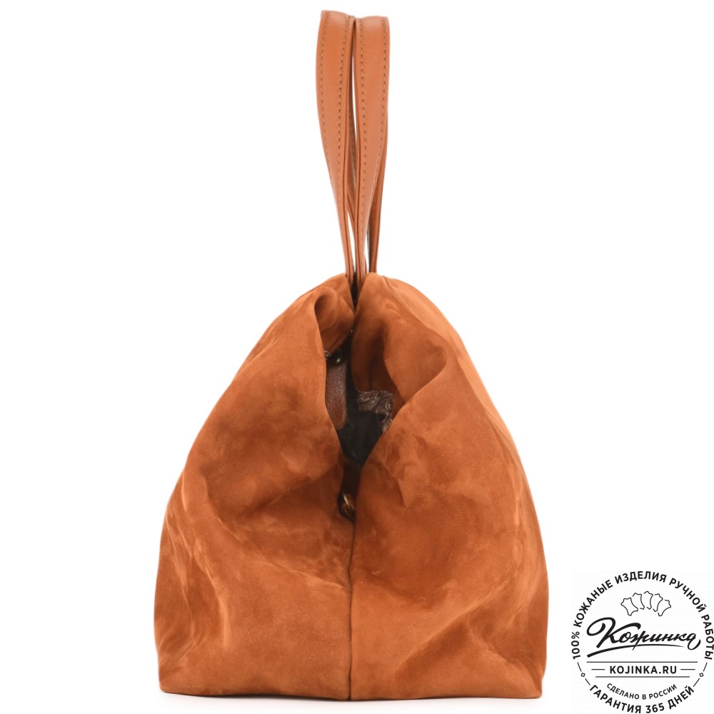 Женская кожаная сумка "Испания" велюр (рыжая)