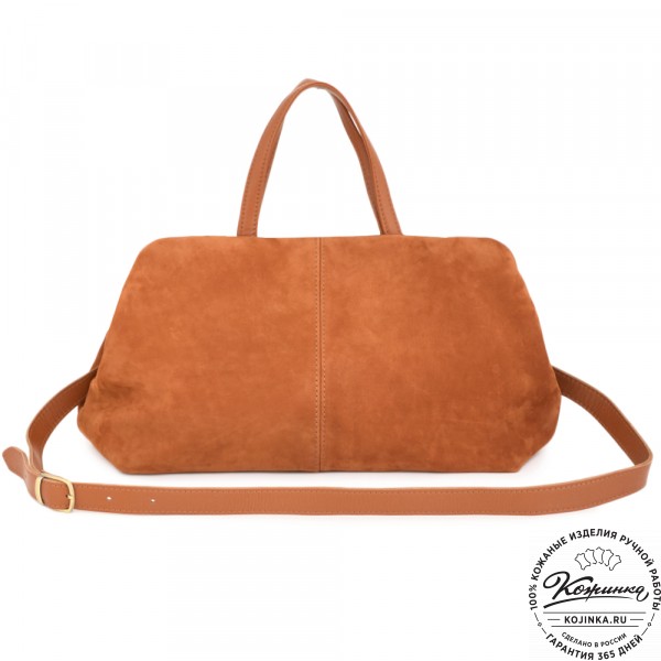 Женская кожаная сумка "Испания" велюр (рыжая). фото 1