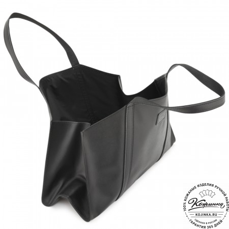 Кожаная шоппер-дровница "Родео" (черный)