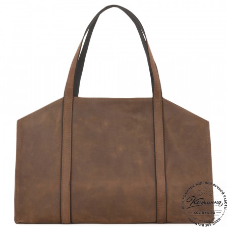 Кожаная шоппер-дровница "Родео" (темно-коричневый крейзи)