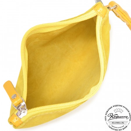Кожаная косметичка "Флавия" велюр (лимон)