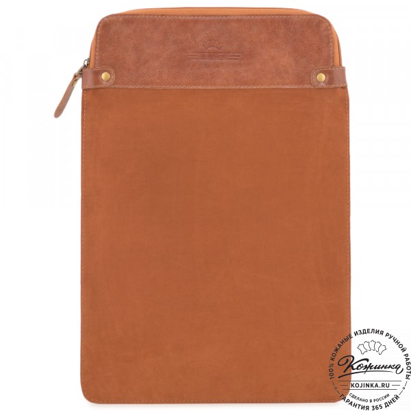 Чехол для ноутбука "Колизей" (велюр/кожа) рыжий. фото 1