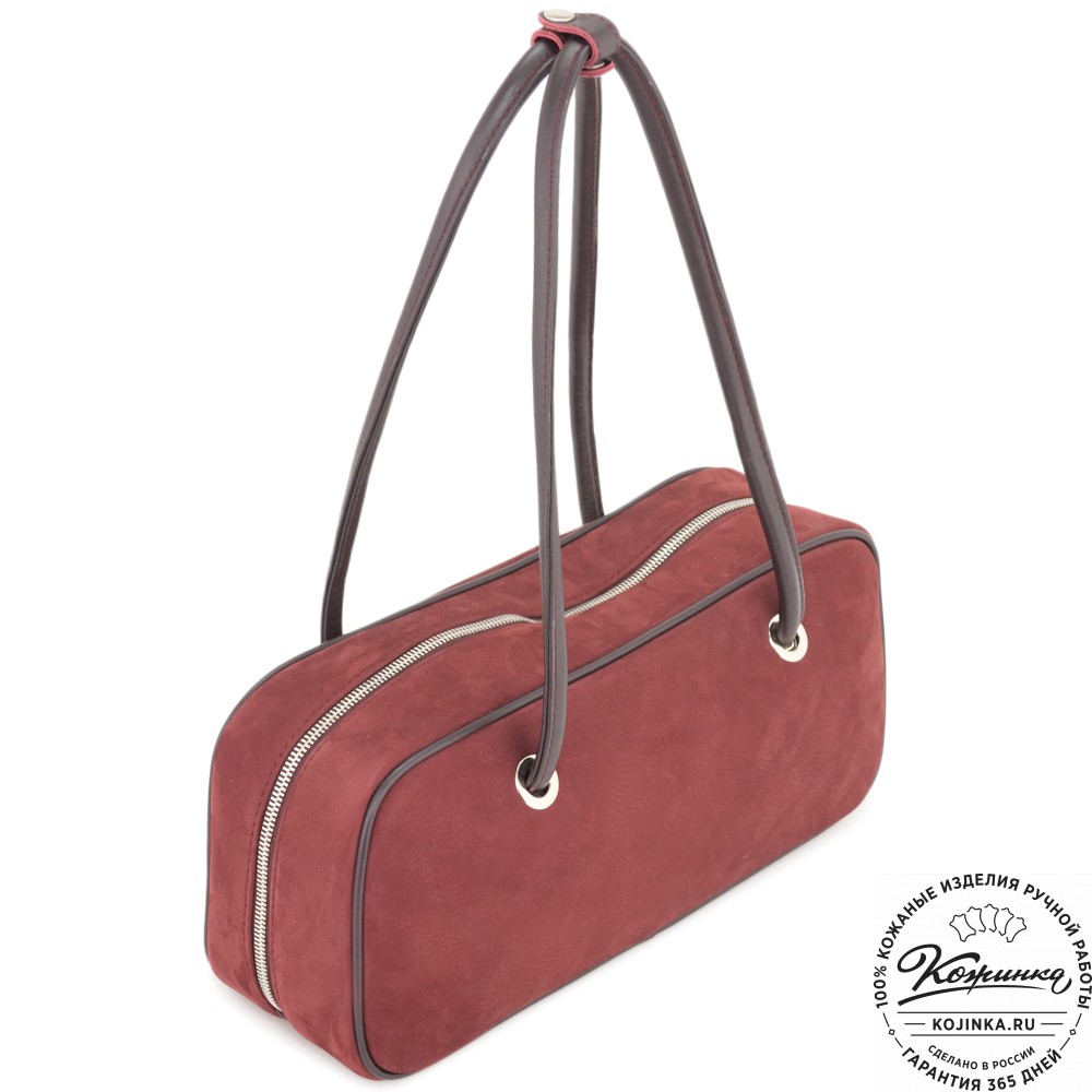 Женская кожаная сумка "Тамань" велюр (вишня)