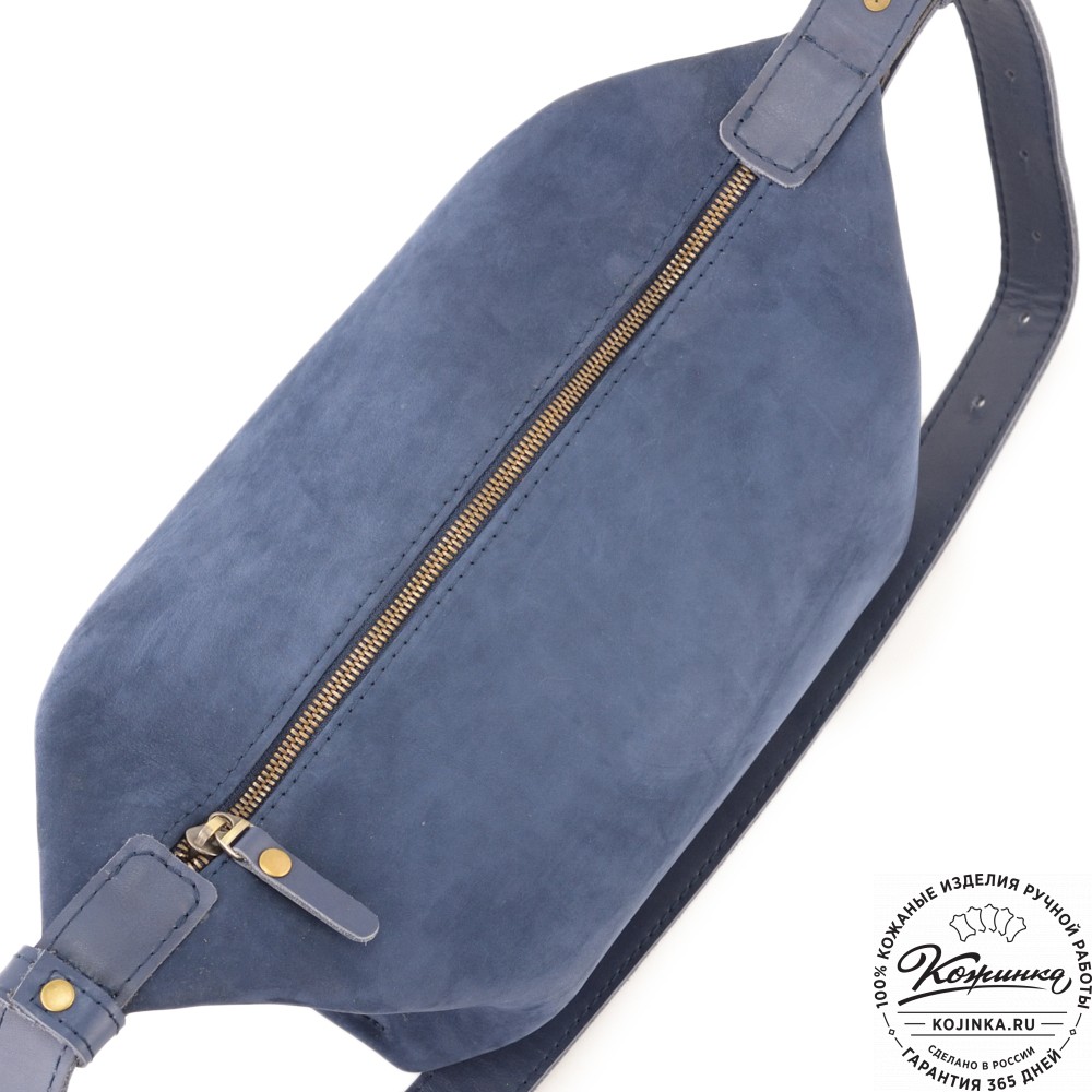 Женская кожаная сумка "Тойс" велюр (синий)